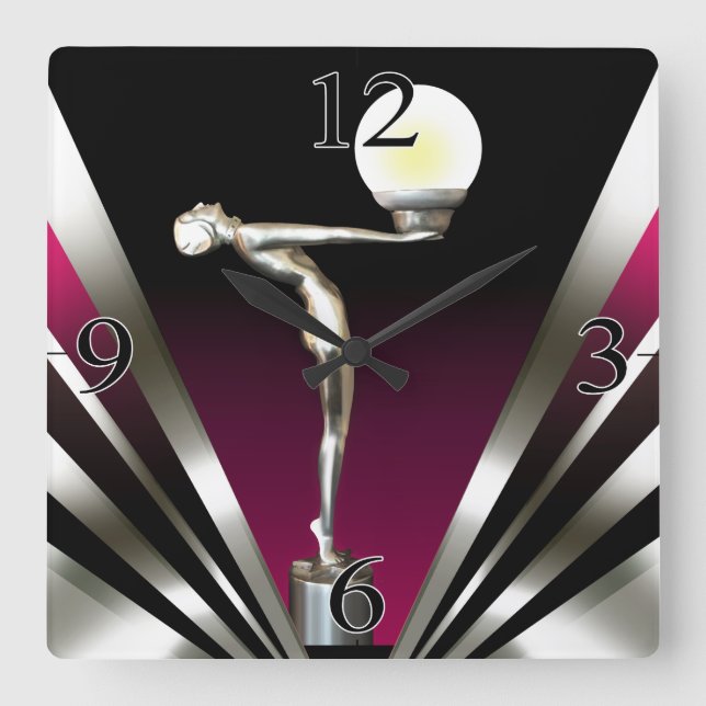 Horloge Carrée Art décor glam nouveau raspberry (Recto)