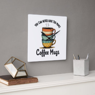 Horloge Carrée Art esthétique de café rustique amateur de café vi