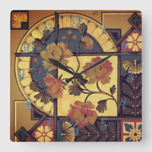 Horloge Carrée Art floral victorien vintage élégant