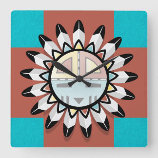 Horloge Carrée Art Hopi mask