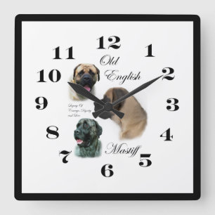 Horloge Carrée Art mastiff anglais