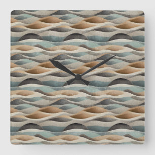 Horloge Carrée Art Moderne Boho Waves Wall