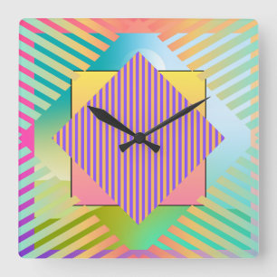 Horloge Carrée Art moderne Design graphique 1 Formes Lignes Coule