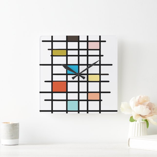 Horloge Carrée Art moderne du milieu du siècle (Maison)