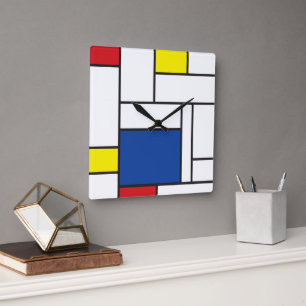 Horloge Carrée Art Moderne Géométrique Minimaliste De Stijl Mondr