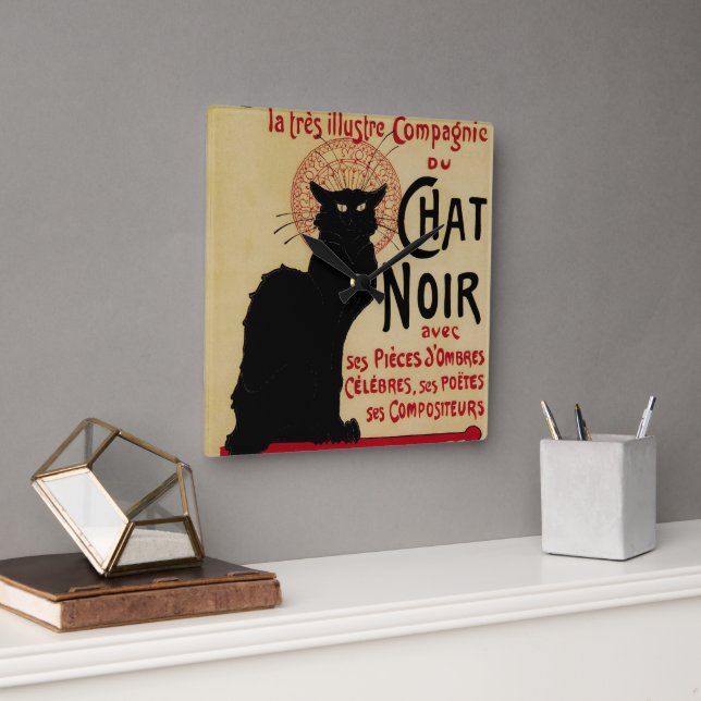 Horloge Carrée Art Nouveau vintage, Ce Soir Conversation Noir Cha (Bureau)