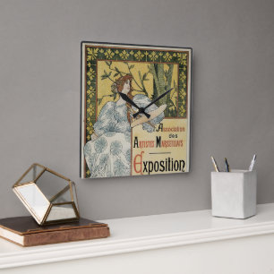 Horloge Carrée Art Nouveau vintage, Exposition des Beaux Arts
