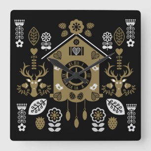 Horloge Carrée Art populaire allemand Bauernmalerei