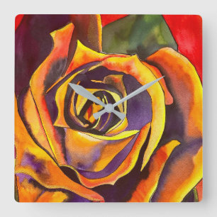 Horloge Carrée Art Rose d'or
