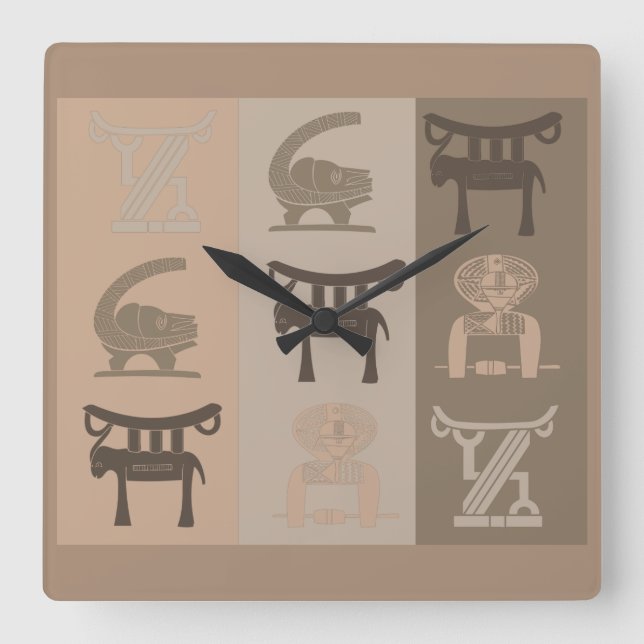 Horloge Carrée art tribal africain Abstrait (Recto)