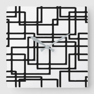 Horloge Carrée Artistic design interlocking Black Squares