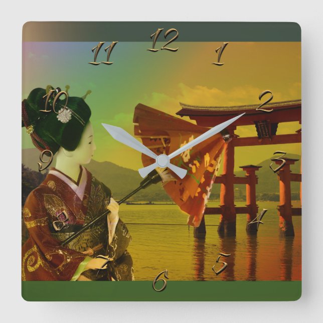 Horloge Carrée Asiatique (Recto)
