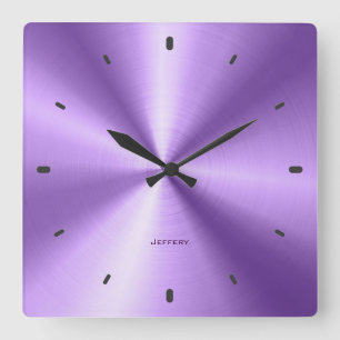 Horloge Carrée Aspect brillant en métal violet design en acier in