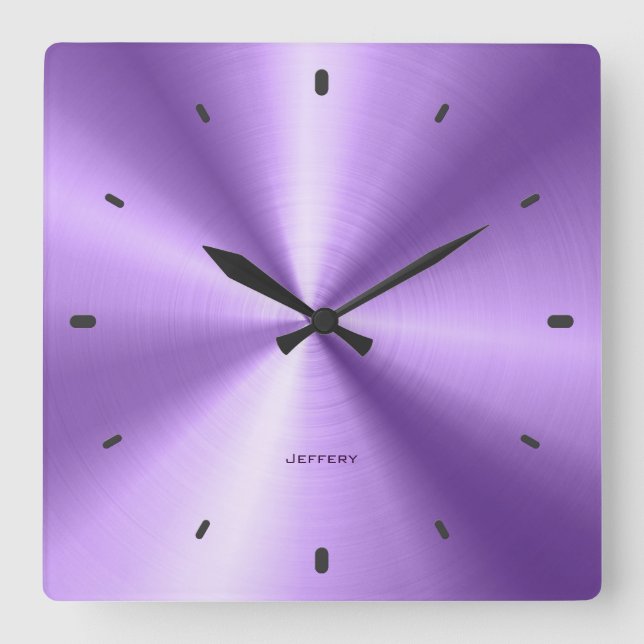 Horloge Carrée Aspect brillant en métal violet design en acier in (Recto)