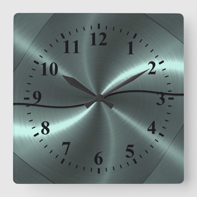 Horloge Carrée Aspect métallique en acier inoxydable (Recto)