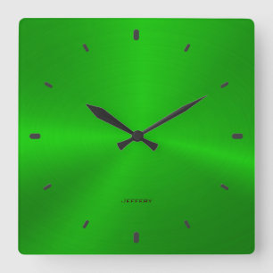 Horloge Carrée Aspect vert brillant en acier inoxydable texturé
