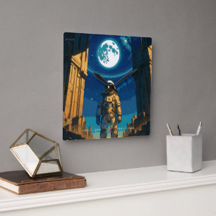 Horloge Carrée Astronaute sous la porte céleste