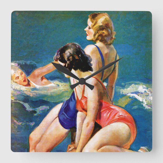 Horloge Carrée At the Pool (Recto)