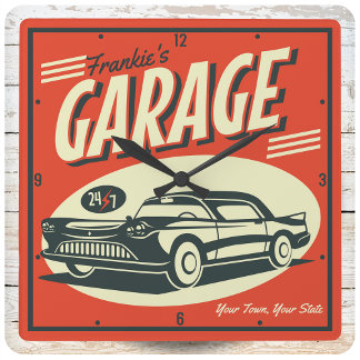 Horloge Carrée Atelier de mécanique automobile personnalisée Gara