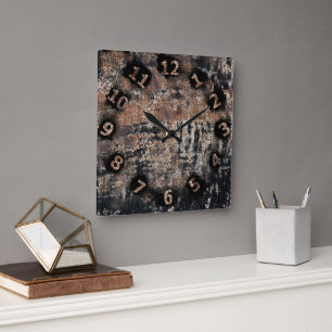 Horloge Carrée Atelier de Texture Patina Rustique Garage