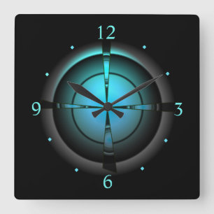 Horloge Carrée Atmospheric à Green/Aqua/Black > Wall Clock