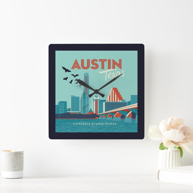 Horloge Carrée Austin, Texas | Pont de l'Avenue du Congrès (Maison)