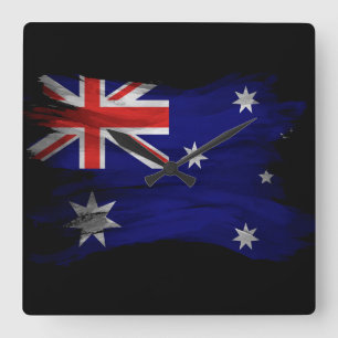 Horloge Carrée Australia flag brush stroke, national flag