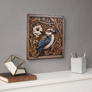 Horloge Carrée Australian Kookaburra Wood Art Print