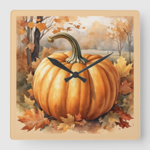 Horloge Carrée Automne Saison Automne Thème Citrouille
