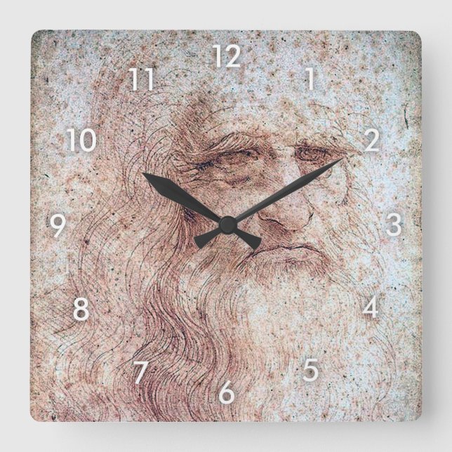Horloge Carrée Autoportrait, Léonard de Vinci (Recto)