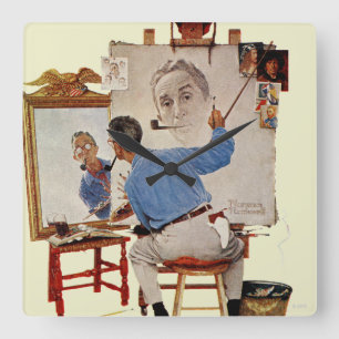 Horloge Carrée Autoportrait triple