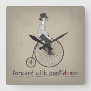 Horloge Carrée Avancer avec confiance Vintage vélo
