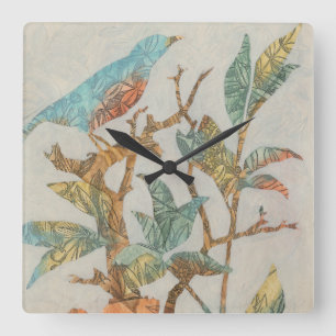 Horloge Carrée Aviary Collage I