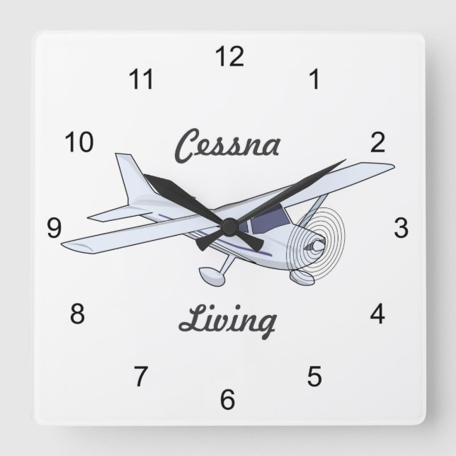 Horloge Carrée Avion Cessna Living très Cool (Recto)