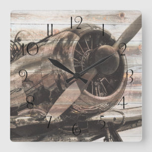Horloge Carrée Avion vintage