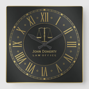 Horloge Carrée AVOCAT   Personalizable d'or
