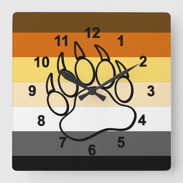 Horloge Carrée Awesome Gay Bear Fierté Drapeau Paw (Recto)