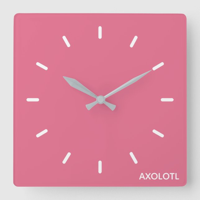 Horloge Carrée Axolotl pink color name (Recto)