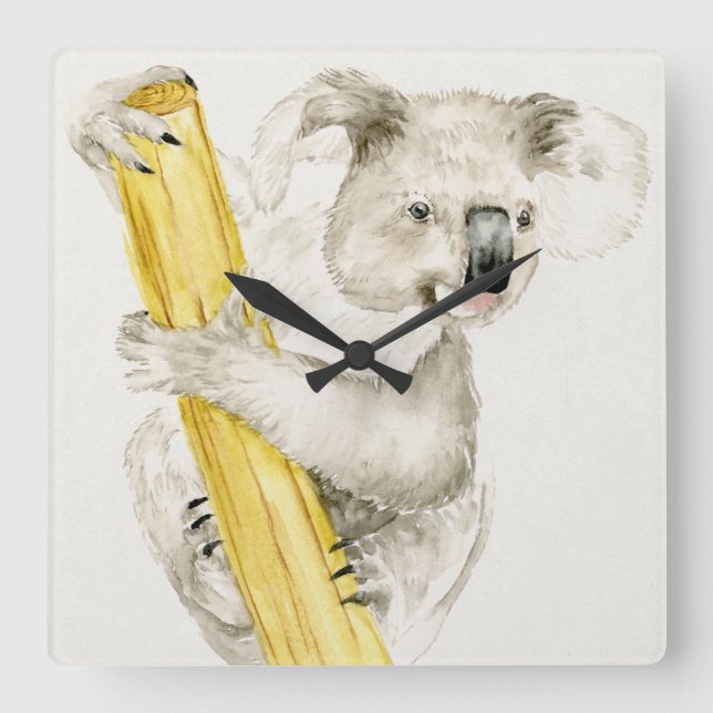 Horloge Carrée Baby Koala | Cute & Furry (Recto)