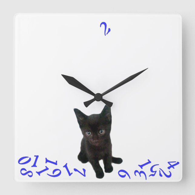 Horloge Carrée ~Bad Kitty~ MUR HORLOGE/BLEU (Recto)