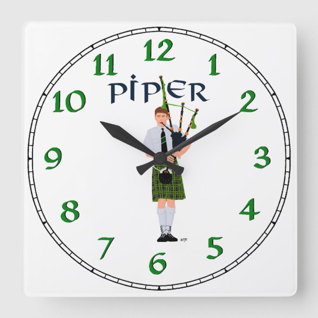 Horloge Carrée Bagpiper (Recto)