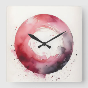 Horloge Carrée bague aquarelle abstraite 