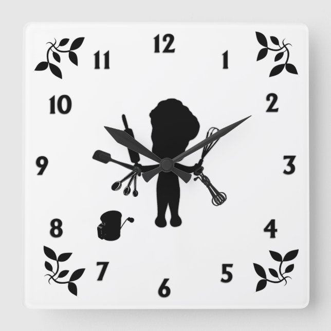 Horloge Carrée Baker Juggles His Utensils (Recto)