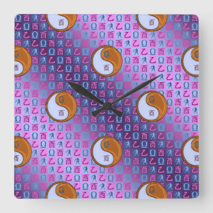 Horloge Carrée Balance & Coq de Bois