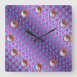 Horloge Carrée Balance & Coq de Bois