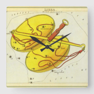 Horloge Carrée Balance de la Vierge Antique Constellation Miroir