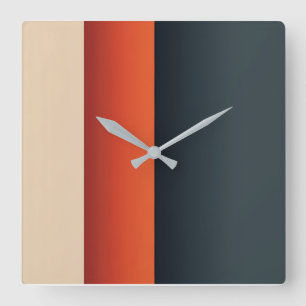 Horloge Carrée Balance en gras : Bandes de couleurs minimalistes 