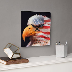 Horloge Carrée Bald Eagle 4 juillet affiche 13