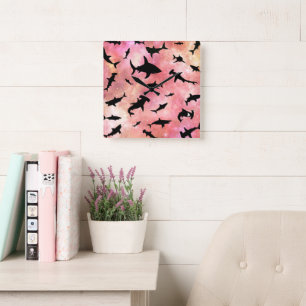 Horloge Carrée Baleines à mâchoires de requin modernes sous la ga