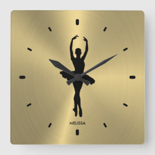 Horloge Carrée Ballet Dancer Silhouette